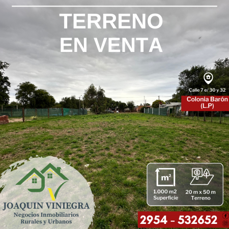 Foto Terreno en Venta en Colonia Baron, La Pampa - U$D 7.000 - pix1187081291 - BienesOnLine